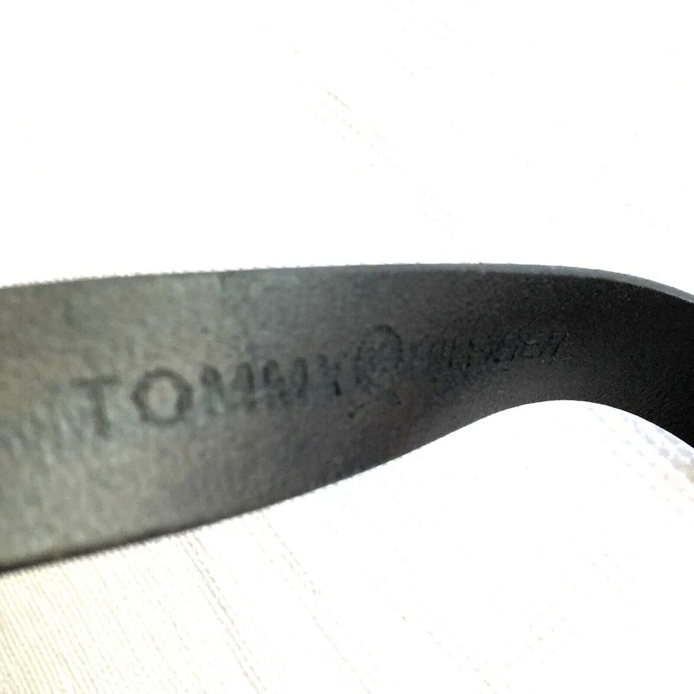 Tommy Hilfiger Men's Belt 36‎ Black Genuine Leather Metal Gromit's Buckle Grunge